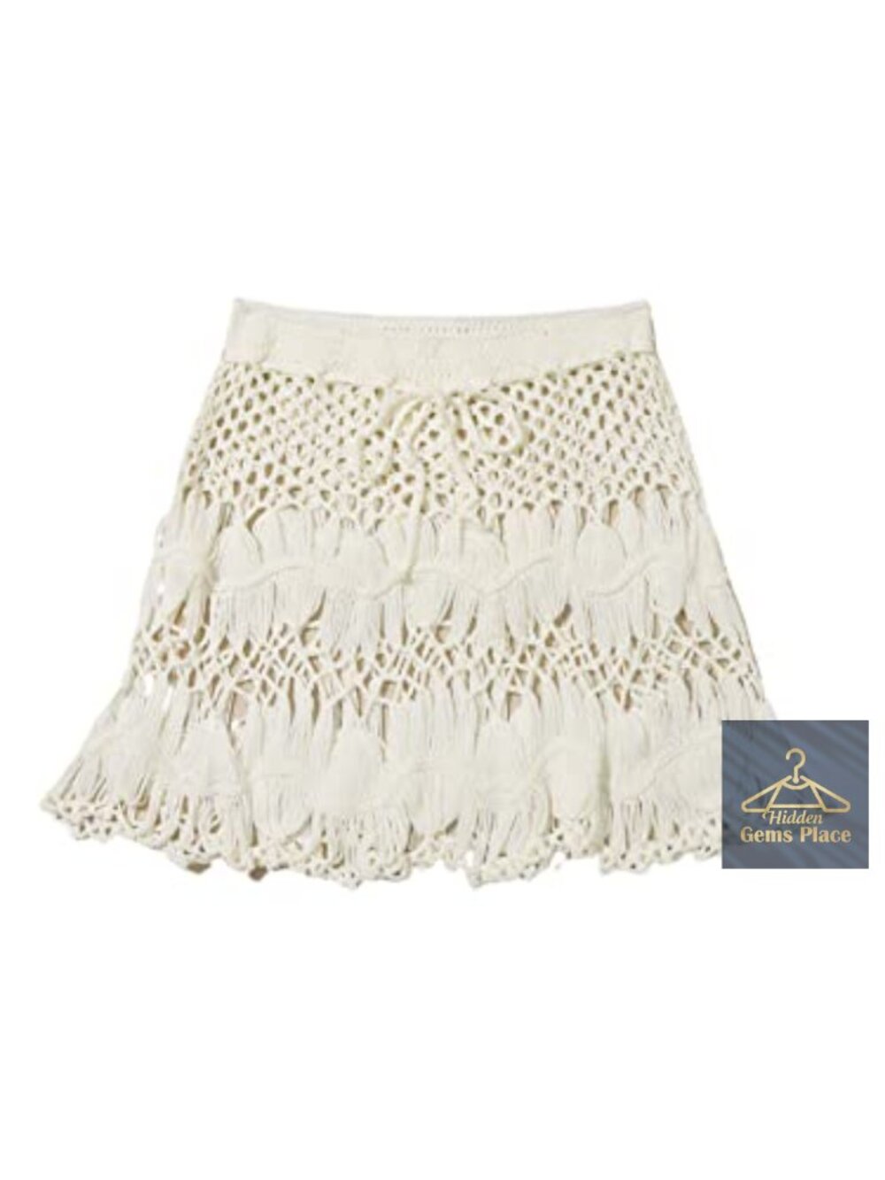 Floerns Sheer Crochet Beach Cover Up Skirt Tie Waist